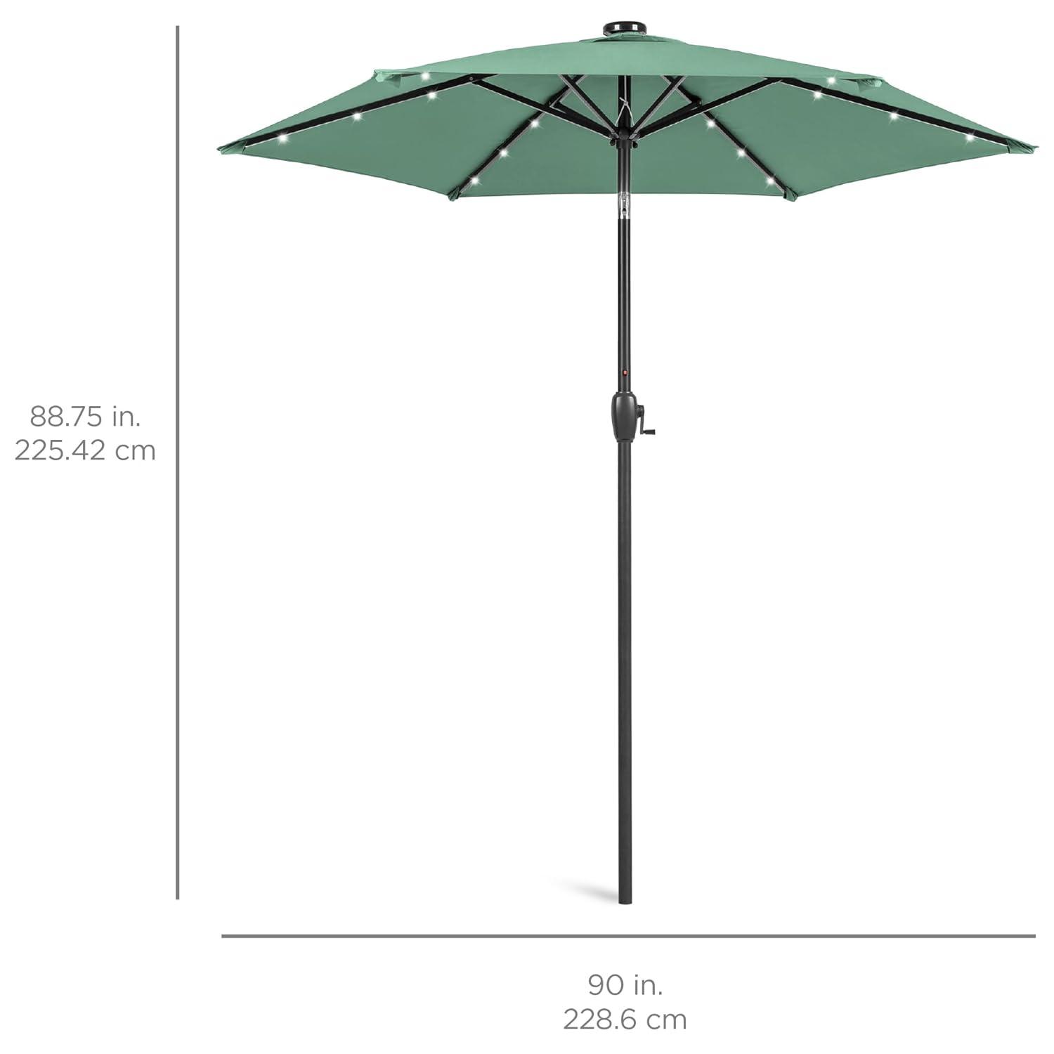 Best Choice Products 7.5ft Outdoor Solar Patio Umbrella for Deck, Pool w/ Tilt, Crank, LED Lights - Seaglass