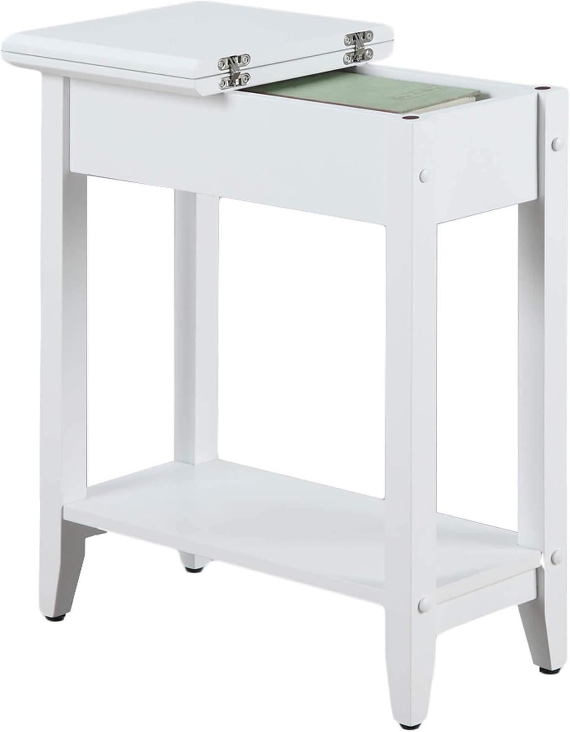 Convenience Concepts American Heritage Flip Top End Table with Shelf, White