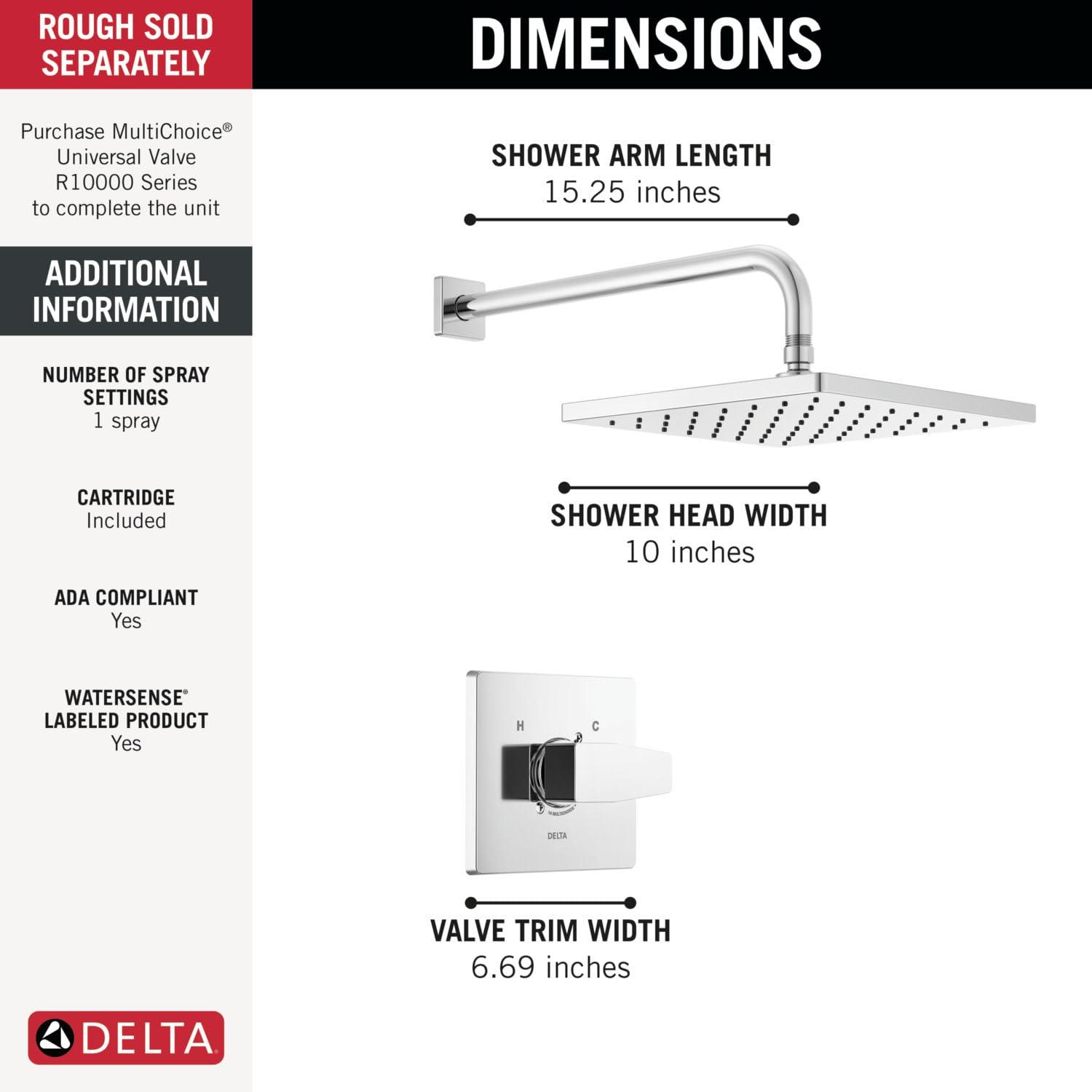 Modern Raincan Square Single-Function Shower Faucet Set, Valve Trim Kit, Rainfall Shower Head