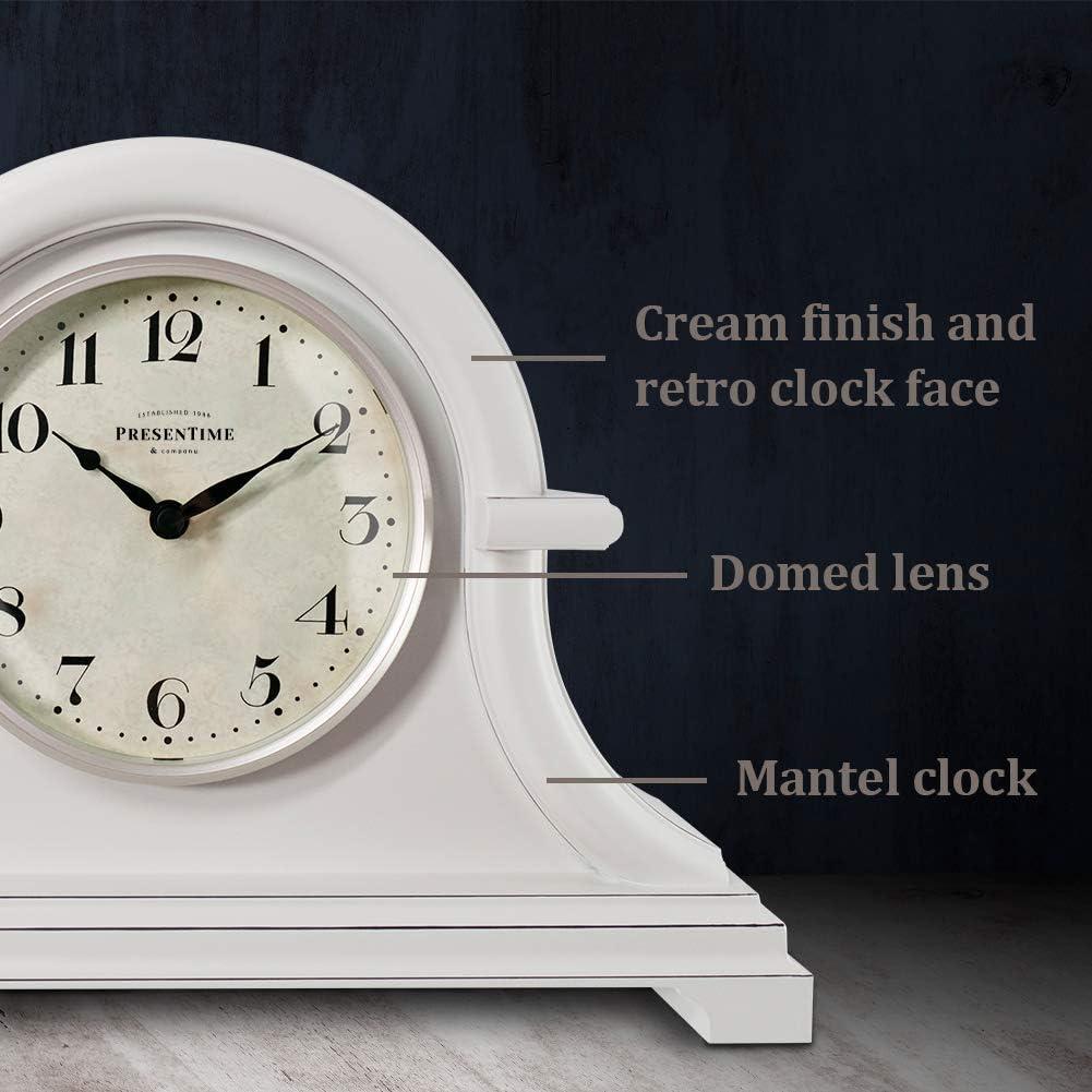 Present Time Vintage Napoleon 13" Quartz Decorative Mantel Clock, Gray Cream Finish