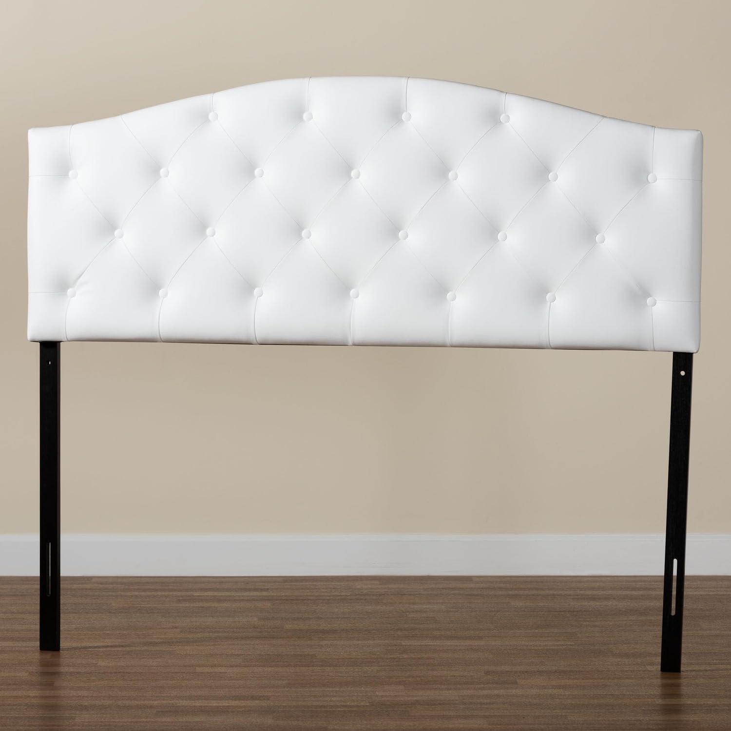 Full Myra Modern And Contemporary Faux Leather Upholstered Button-Tufted Scalloped Headboard White - Baxton Studio: Elegant Design, Wood Frame Mounted