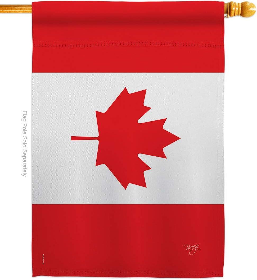 Breeze Decor 08277 Canada Country 2-Sided Vertical Impression House Flag - 28 x 40 in.