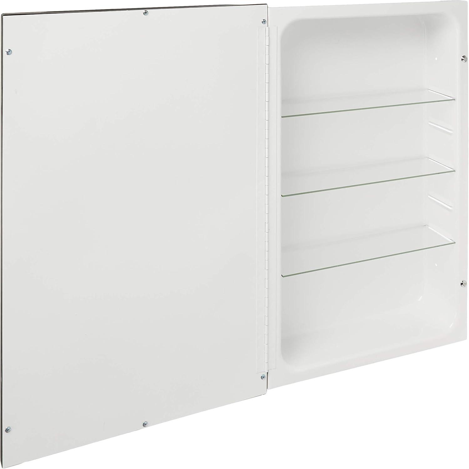 Head West Recessed Medicine Cabinet with Mirror - Brushed Nickel & Chrome Framed Beveled Edge Stainless Steel Bathroom Mirror with Storage - 16" x 26"
