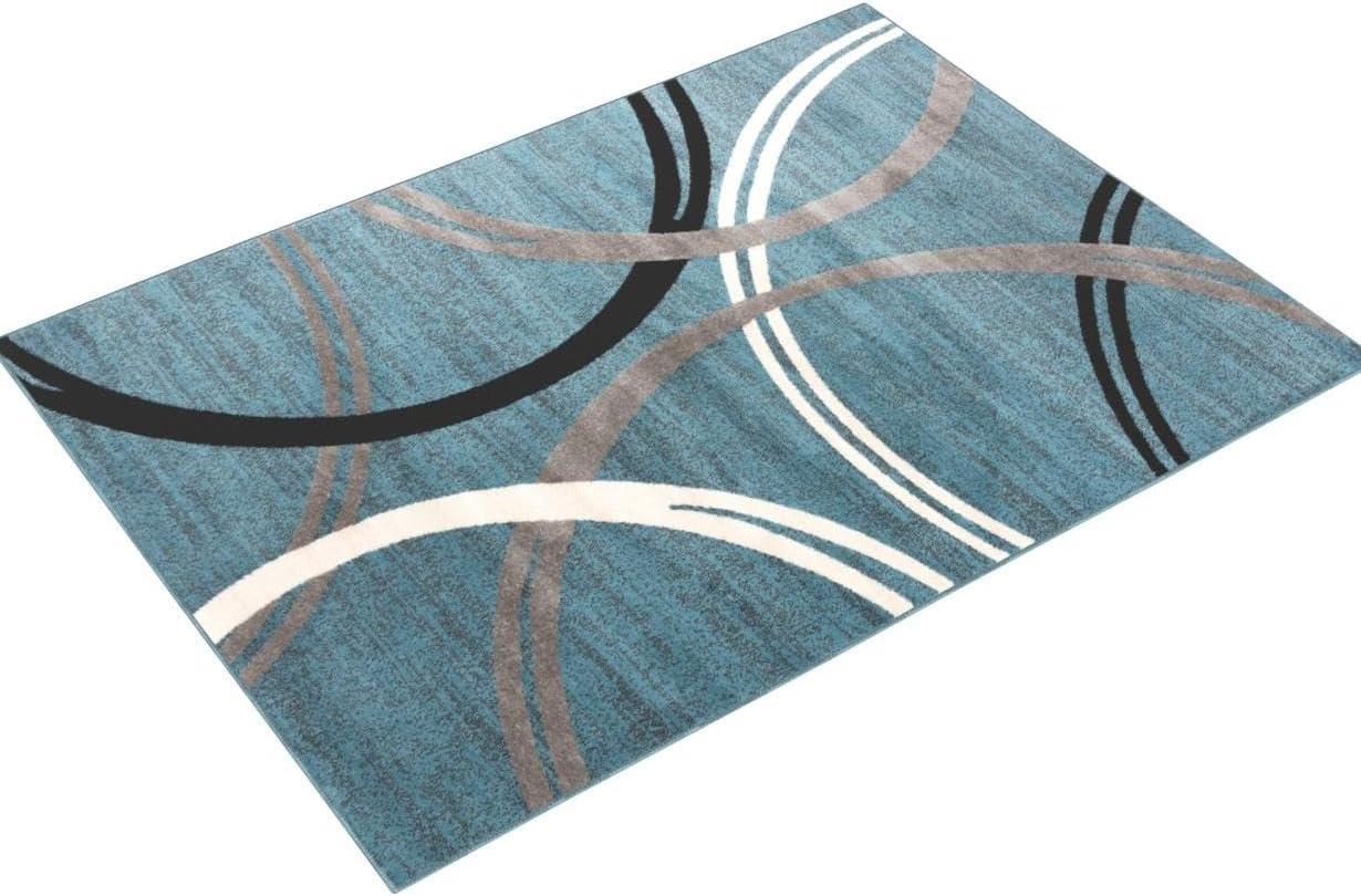 World Rug Gallery Contemporary Abstract Circles Design Blue 3'3" x 5' Area Rug