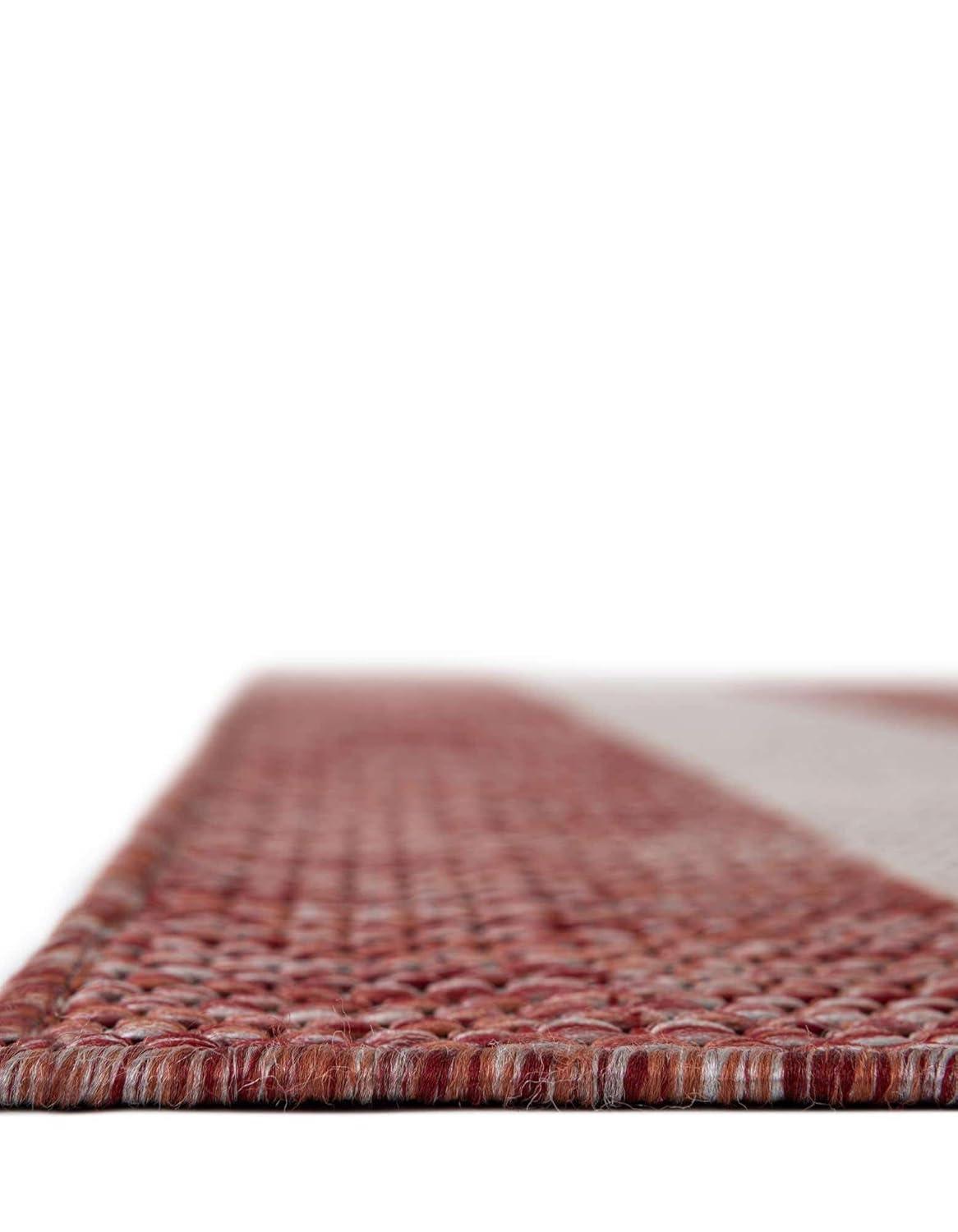 Unique Loom 7' 1 x 10' 0 Rectangle Indoor/Outdoor Striped Rust Red Area Rug