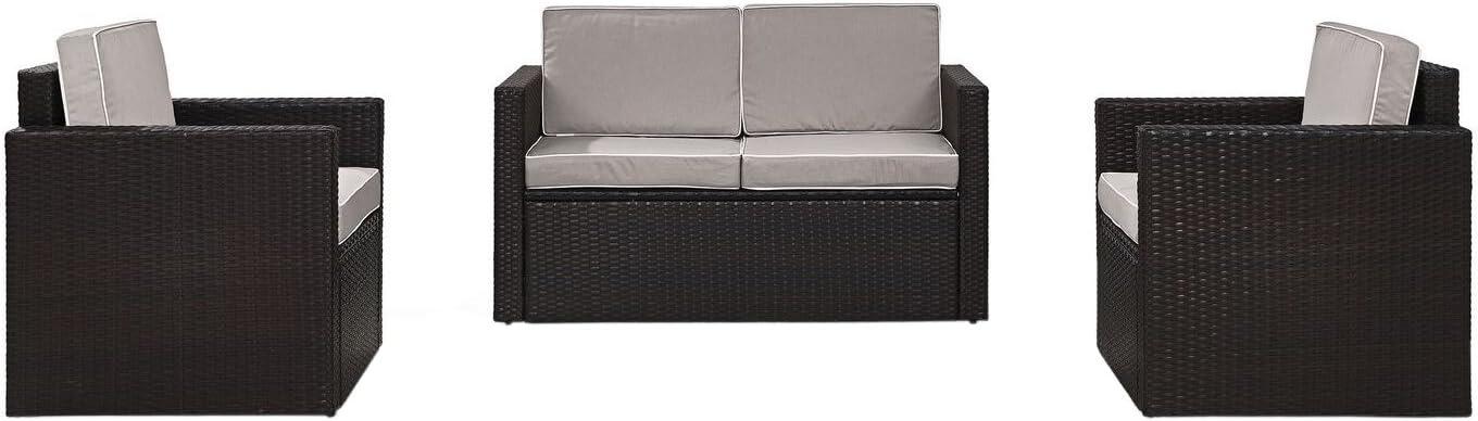 Palm Harbor 3pc All-Weather Wicker Patio Seating Set - Gray - Crosley: Outdoor Furniture Set with Cushions & Steel Frame