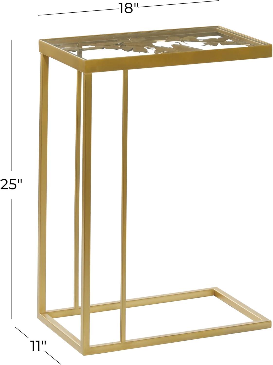 25" Contemporary Metal and Glass Accent Table Gold - Olivia & May