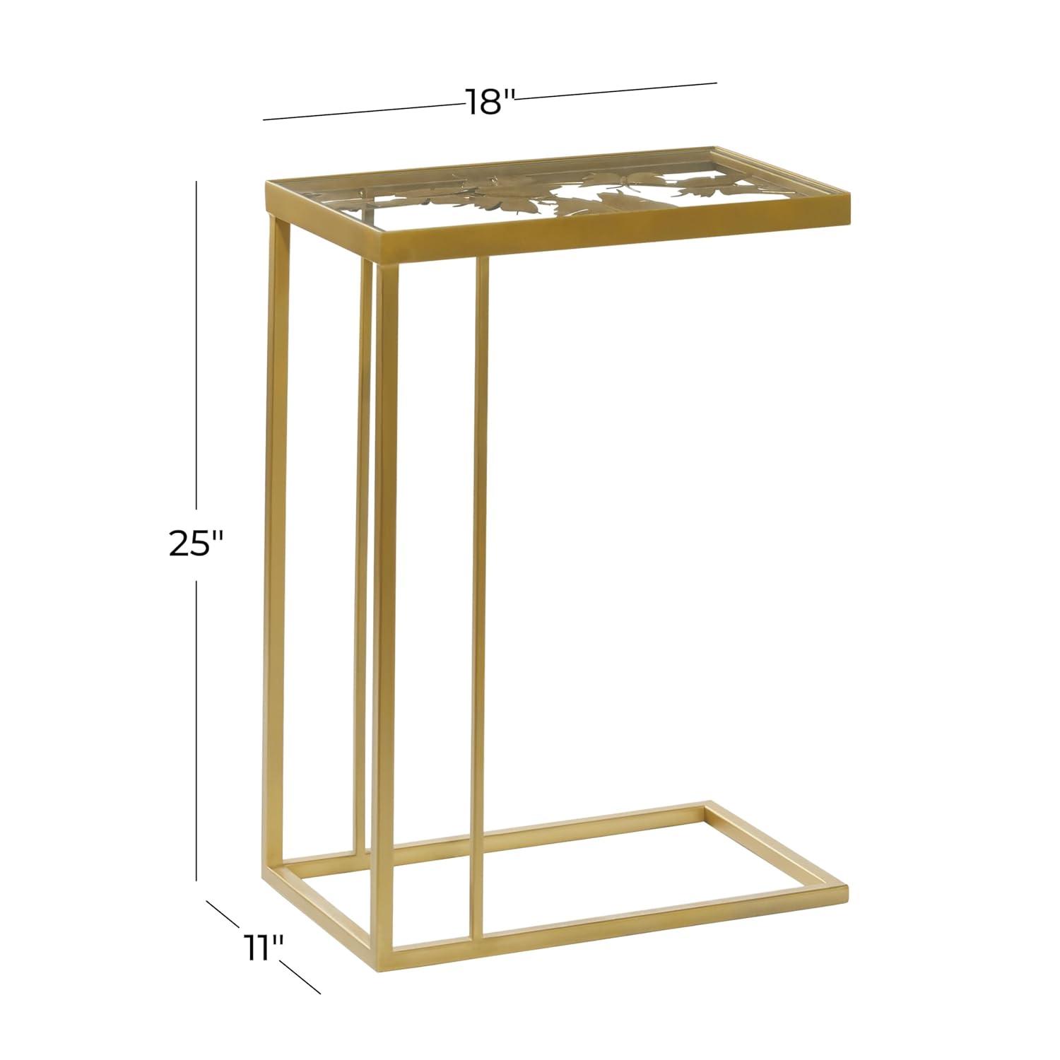 25" Contemporary Metal and Glass Accent Table Gold - Olivia & May