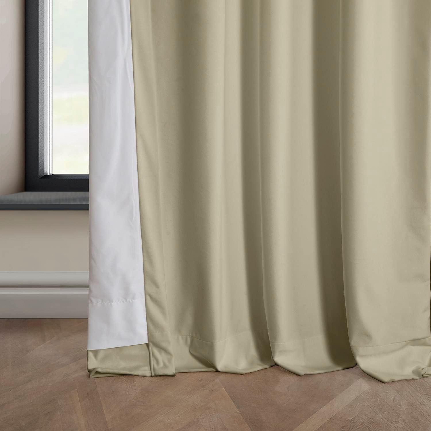 HPD Half Price Drapes Heritage Plush Velvet Curtains 84 Inches Long Room Darkening Curtains for Bedroom & Living Room 50W x 84L, (1 Panel), Macchiato Beige