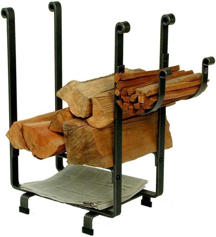 Handcrafted Rectangle Fireplace Log Rack with Newspaper Holder