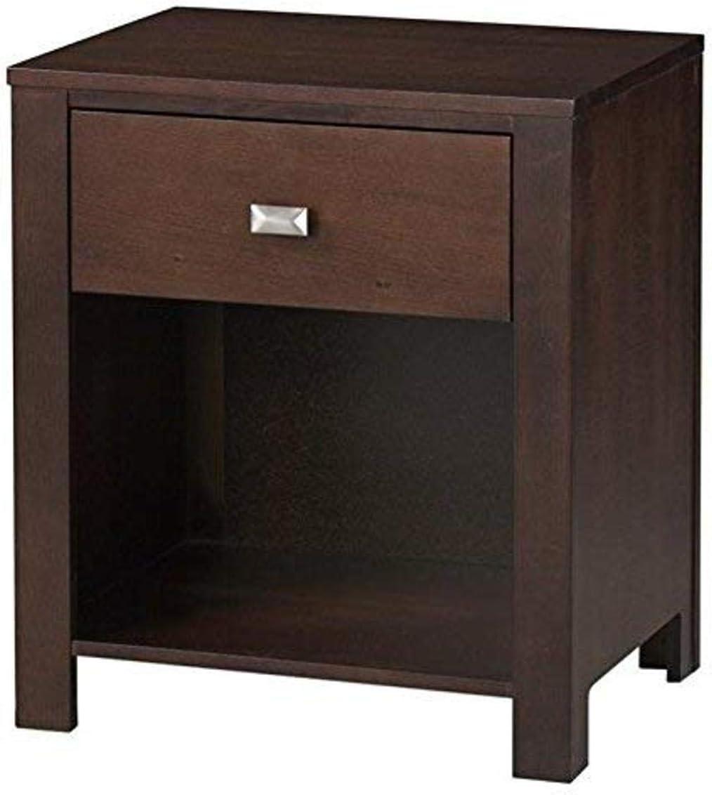 Riva Contemporary Chocolate Brown Solid Wood Nightstand with Drawer