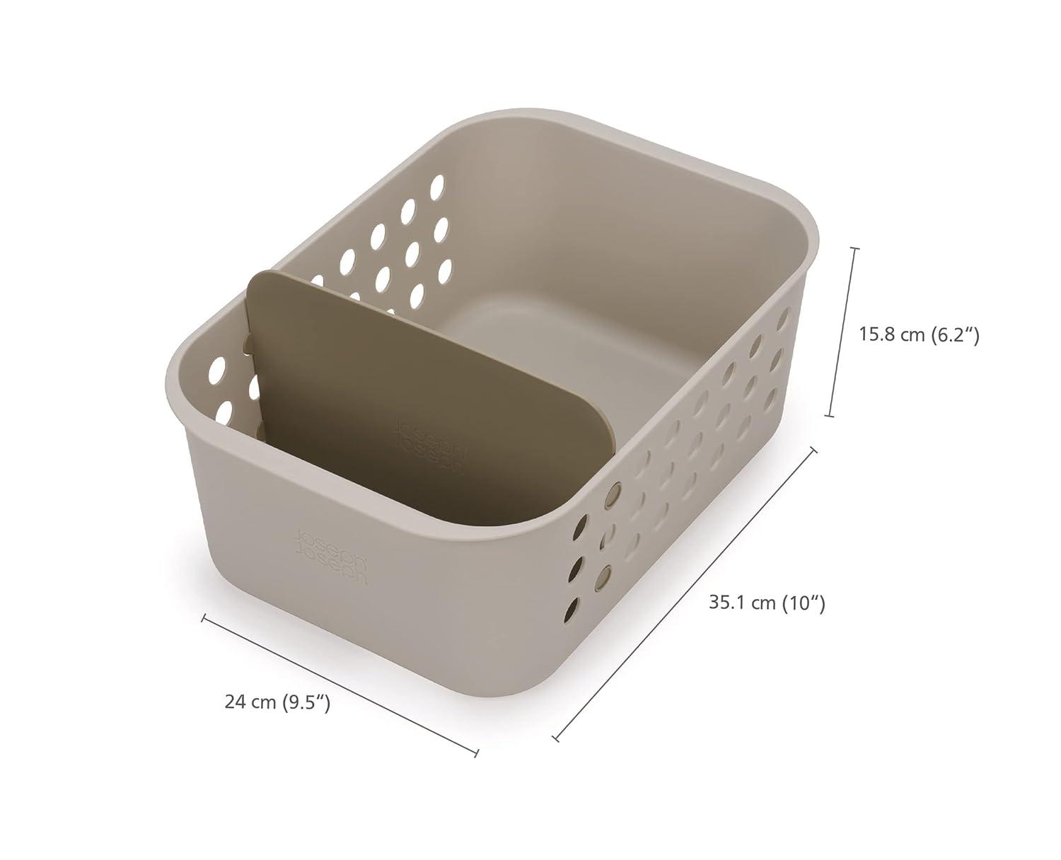 Joseph Joseph EasyStore - Bathroom essentials Storage Basket Organiser with Moveable Divider, Ecru, Large