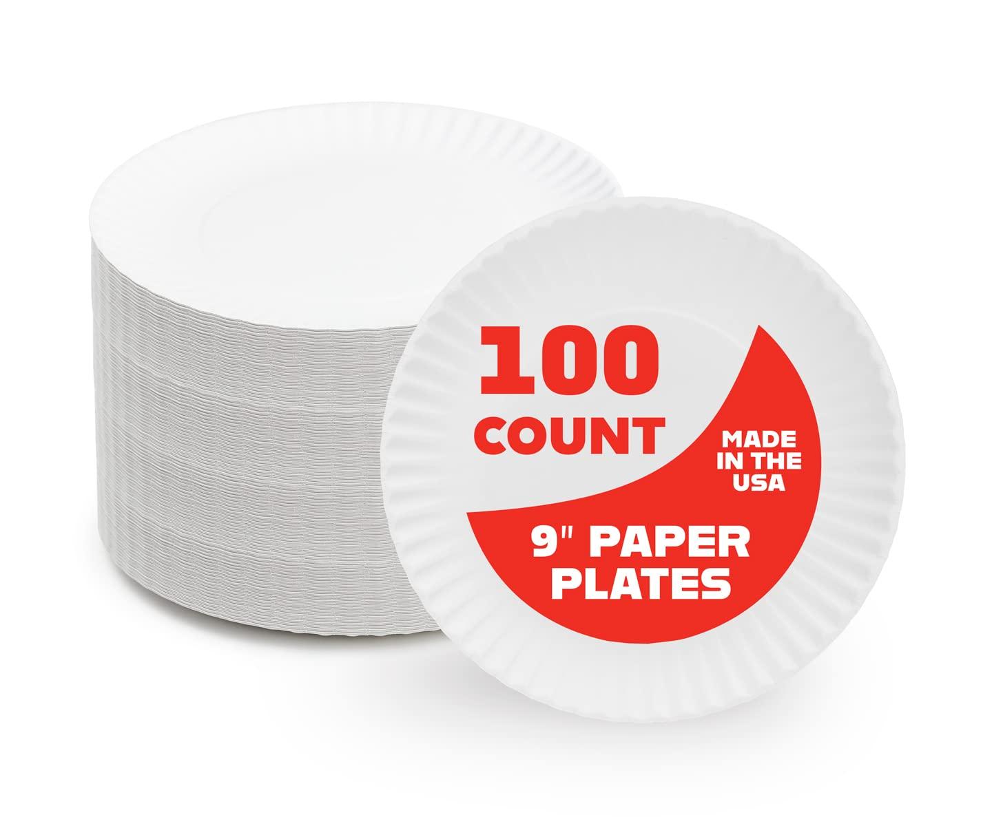 Hygloss Paper Plates 9", White, Pack of 100