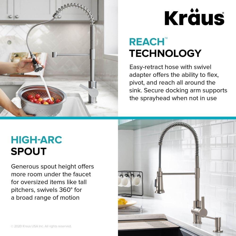 KRAUS Britt Commercial Style Single Handle Pull Down Kitchen Faucet