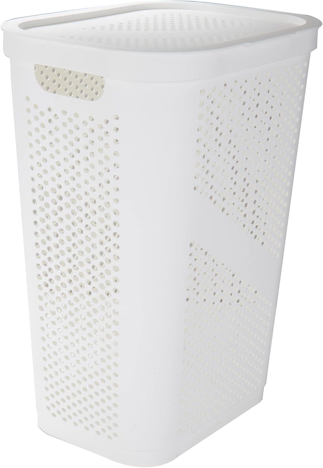 Mind Reader Mind Reader 60L Slim Laundry Hamper, Clothes Basket, Lid, Ventilated, Plastic, 17.25"L x 13.75"W x 23.5"H, 2-Pack