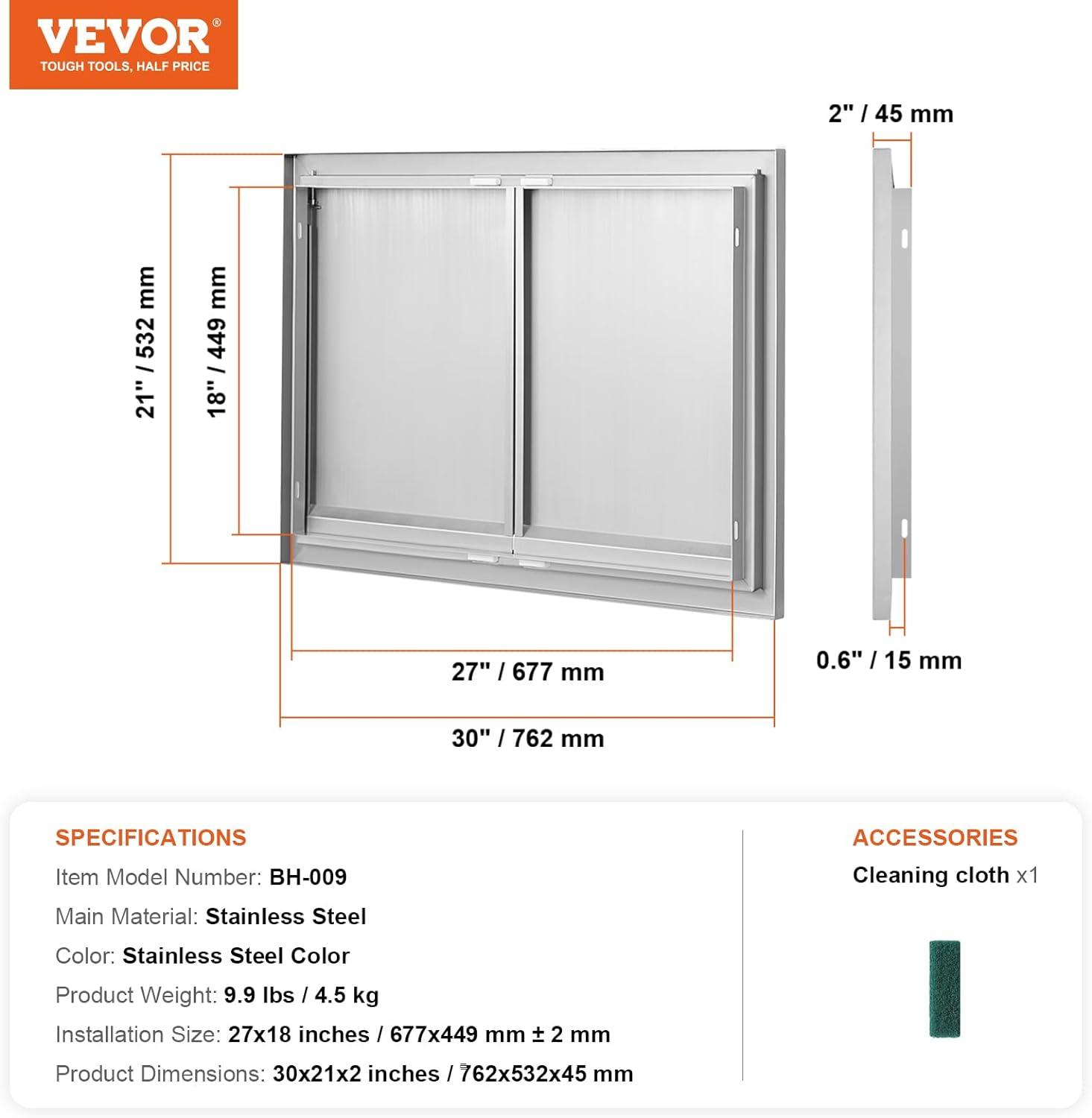 Stainless Steel Double Outdoor Kitchen Access Door