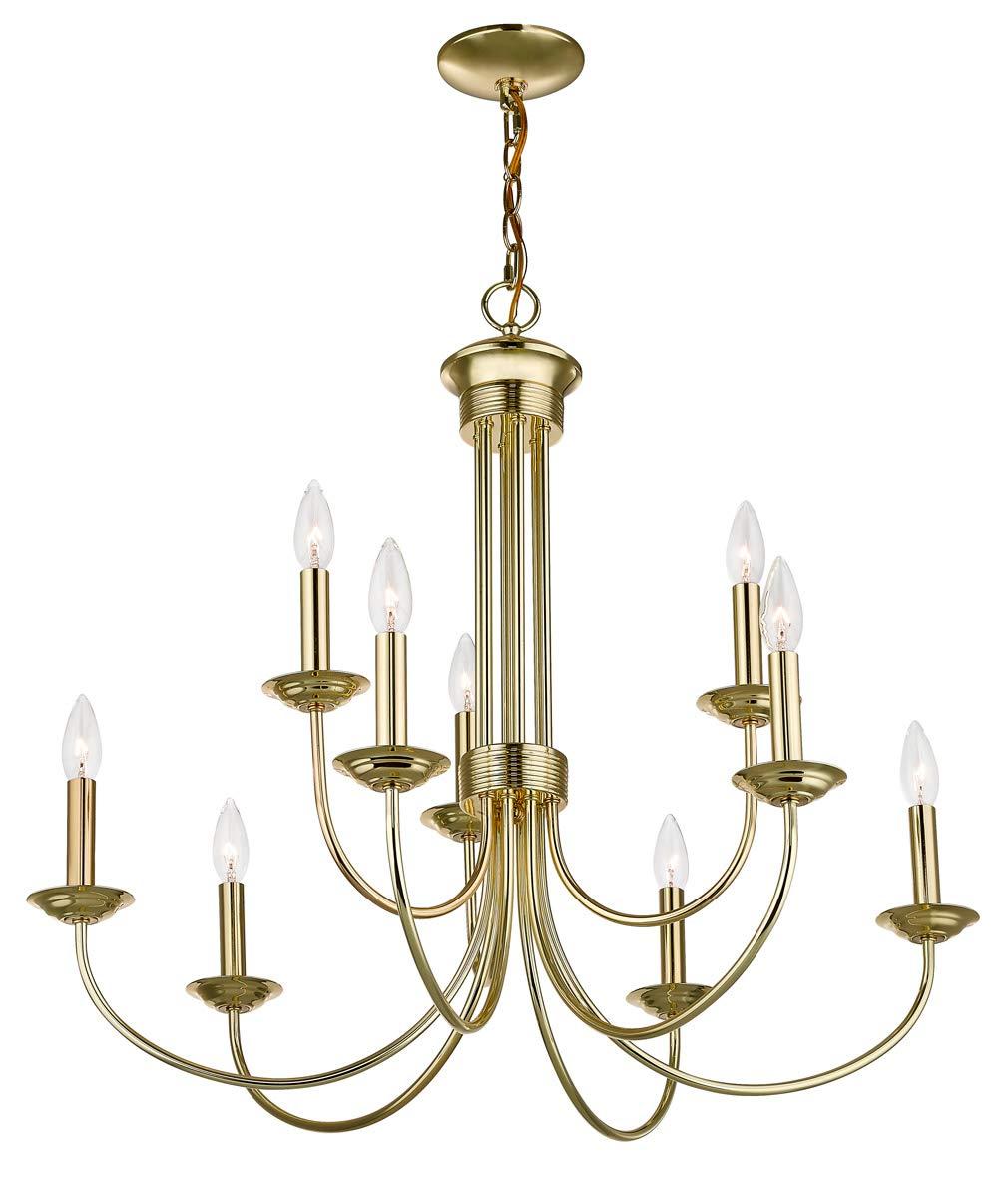 Livex Lighting Estate 9 - Light Chandelier in  Polished Brass