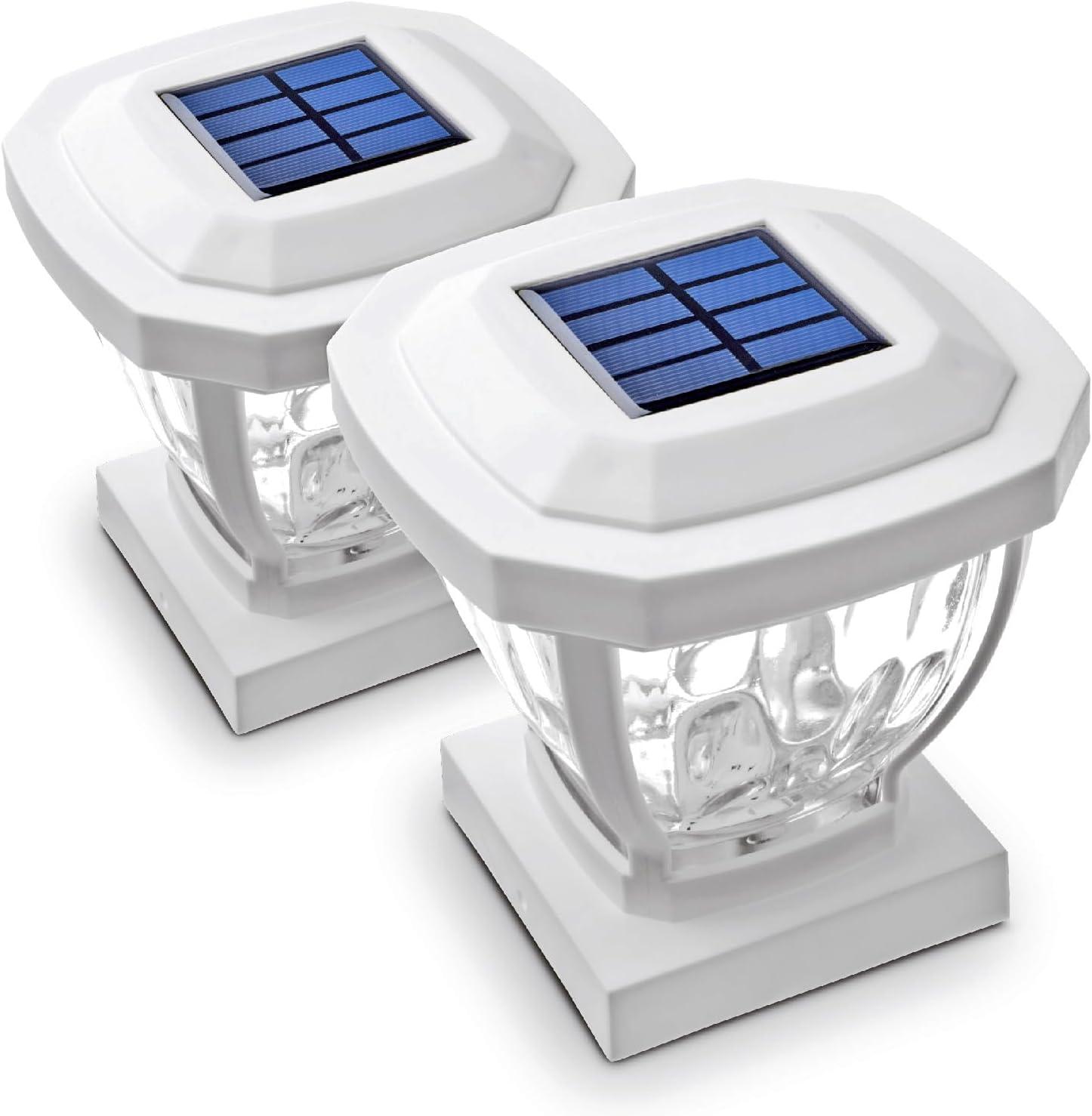 Home Zone Security® 12-Lumen-Each 4 x 4 Solar LED Post Cap Lights (White)