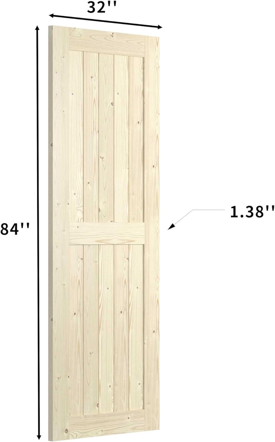 K Series 32in. x 84in. Knotty Wood Unfinished Sliding Barn Door With Hardware Kit