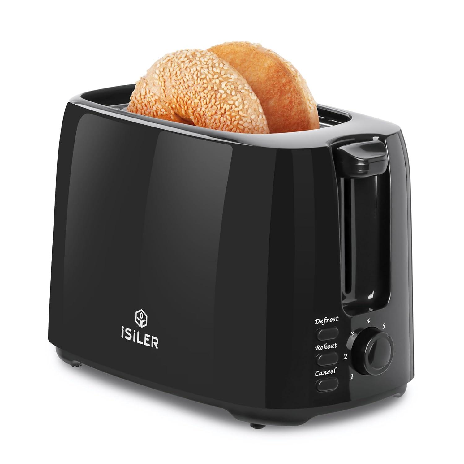 iSiLER 2 Slice Toaster, 1.3 Inches Wide Slot Bagel Toaster with 7 Shade Settings and Double Side Baking, Removable Crumb Tray, Defrost Cancel Function Green