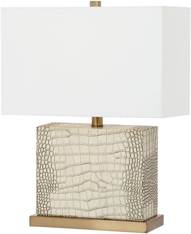 Delia Cream Faux Snakeskin 21-inch Traditional Table Lamp