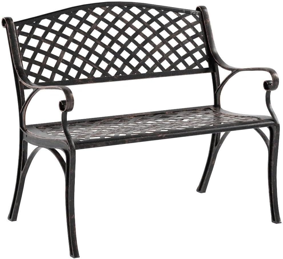 Elegant Antique Bronze 40" Cast Aluminum Outdoor Loveseat Bench