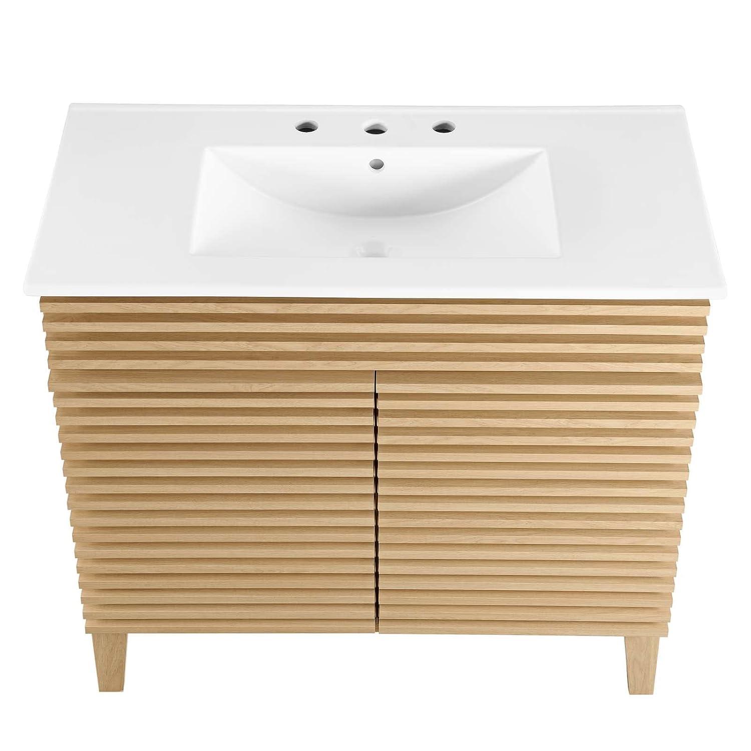 Modway Render 36" Bathroom Vanity in Oak White
