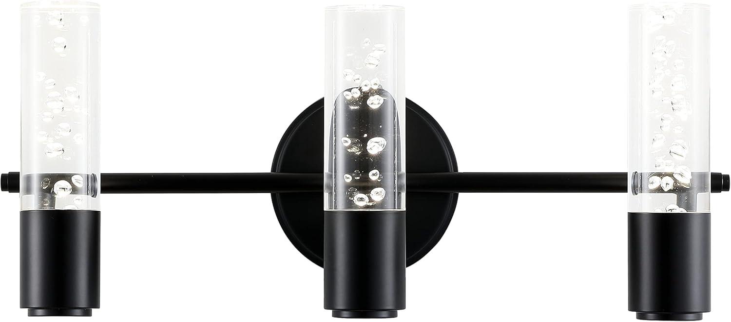 Bolha 18" 3-Light Minimalist Modern Bubble Acrylic/Iron Integrated LED Vanity Light, Black