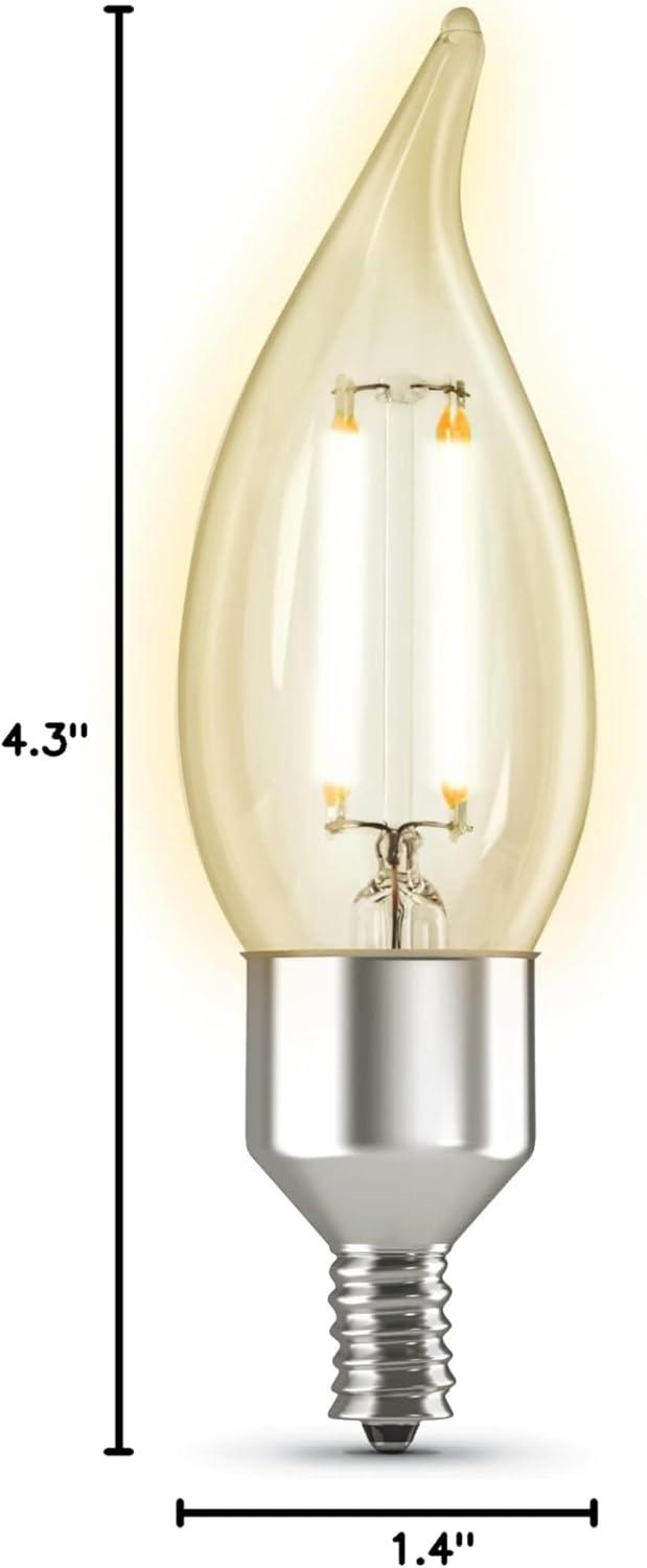 Feit Electric CFC40/927CA/FIL/AG 40 Watt Equivalent WiFi Dimmable, No Hub Required, Alexa or Google Assistant, Flame Tip Filament Chandelier LED Smart Light Bulb, 4.3" H x 1.4" D, 2700K Soft White