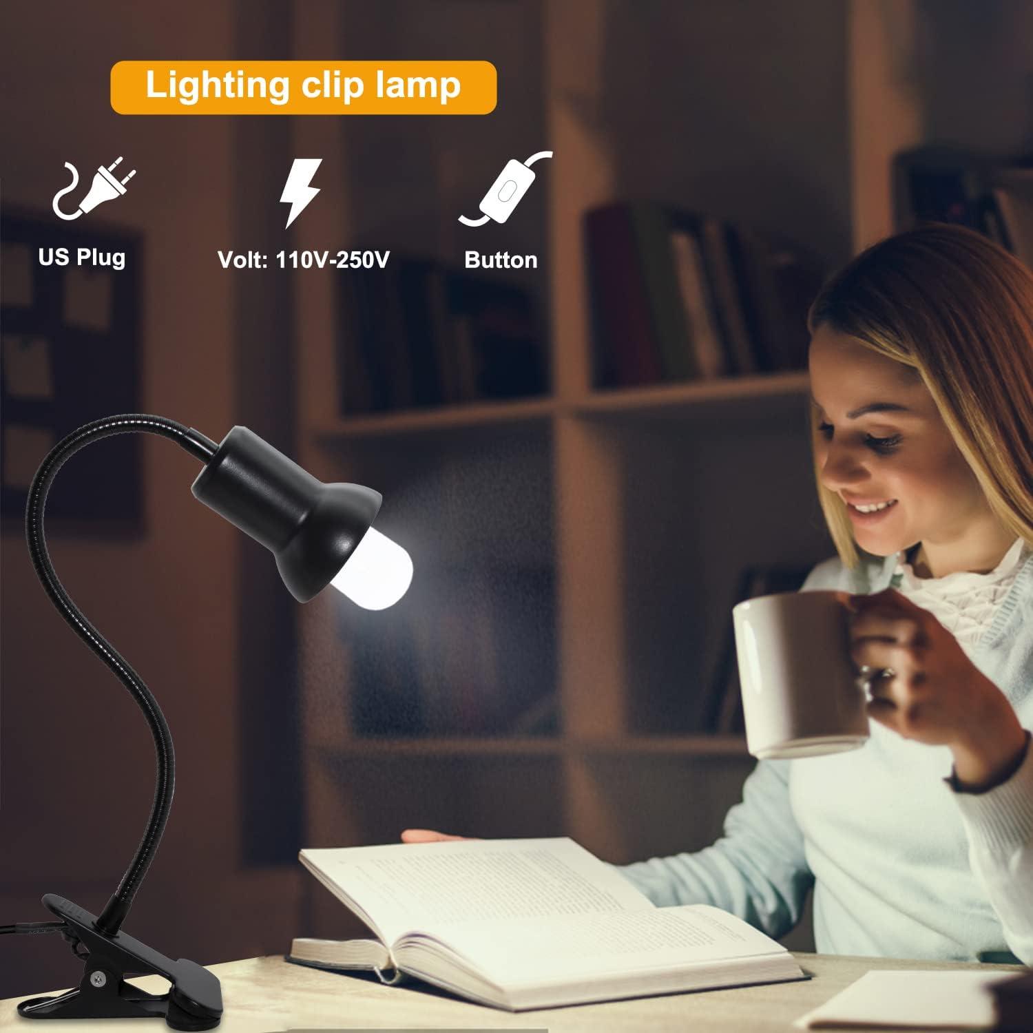 Black Adjustable Clip-On Gooseneck Lamp for Kids