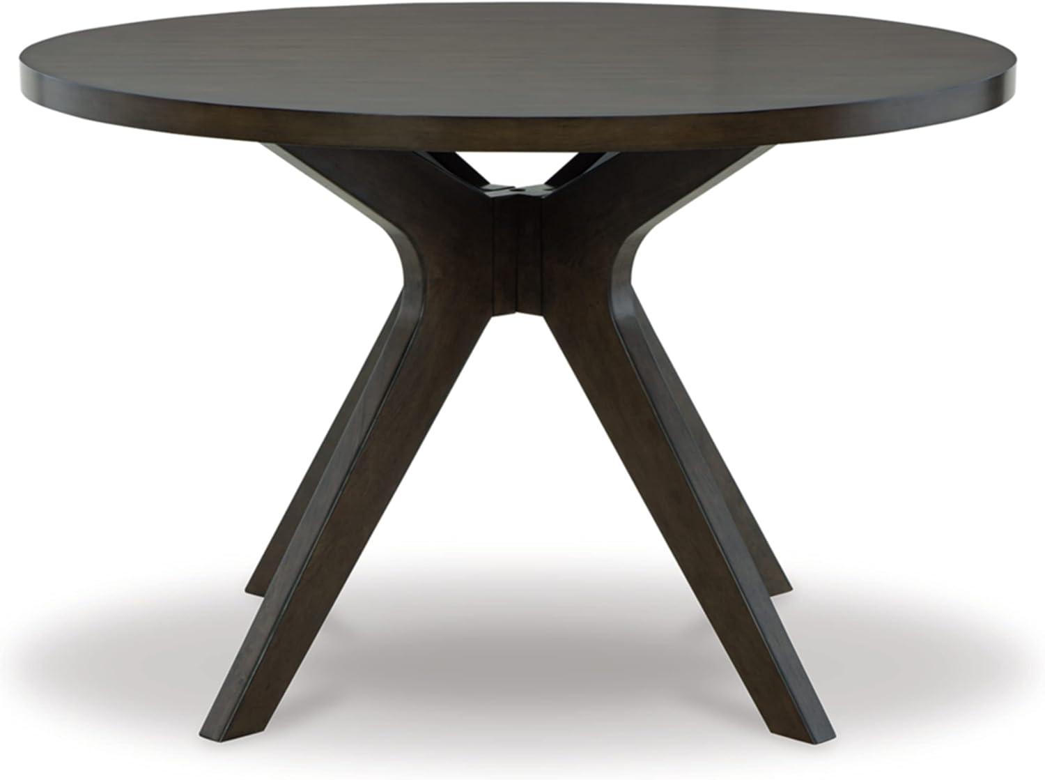 Gray Brown Round Wood Mid-century Modern Dining Table