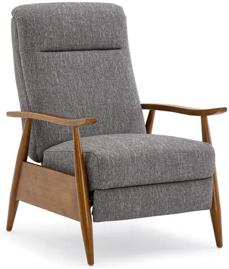 Comfort Pointe Terni Press-Back Recliner Ashen Gray: Stain-Resistant, Chestnut Wood Legs, Foam Fill