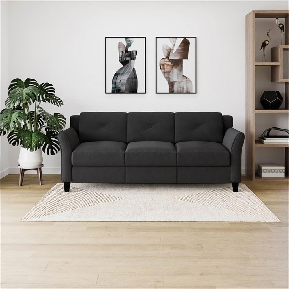 Home Square 2 Piece Living Room Set with Solid Wood Sofa and Loveseat in Black