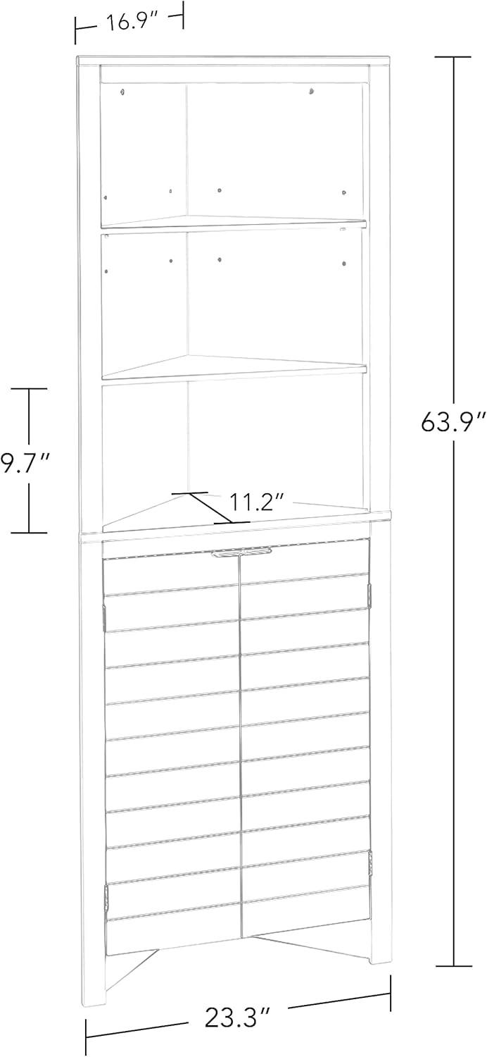 RiverRidge Madison Tall Corner Bathroom Storage Cabinet with Open Shelves