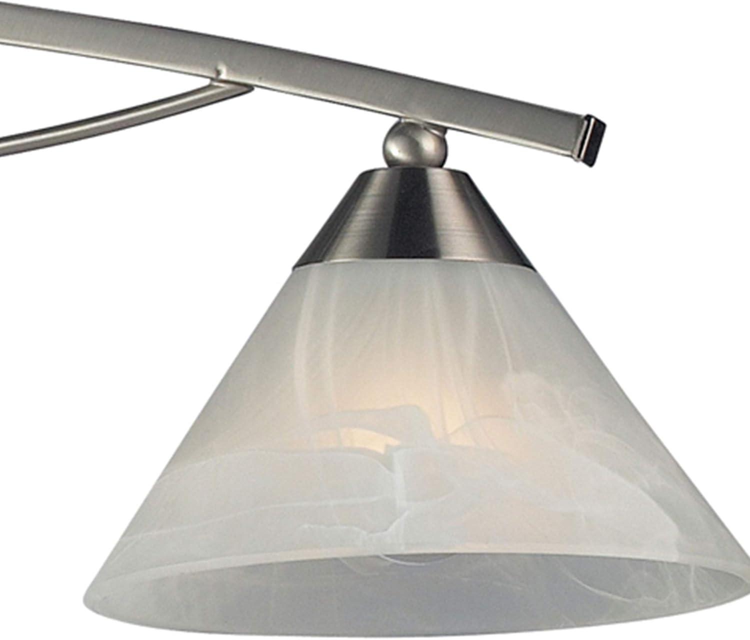 Satin Nickel 3-Light Vanity with Marblized White Glass Shade