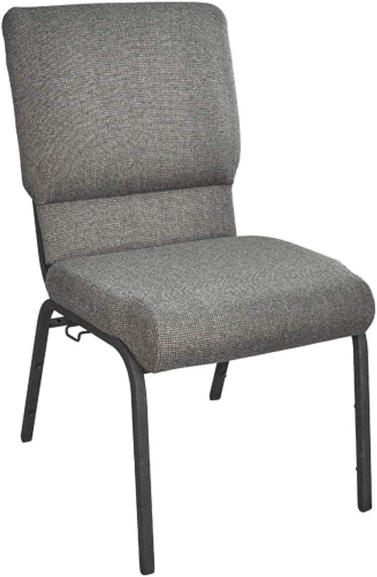 Fossil Black Fabric and Metal Stacking Chair with Lumbar Support