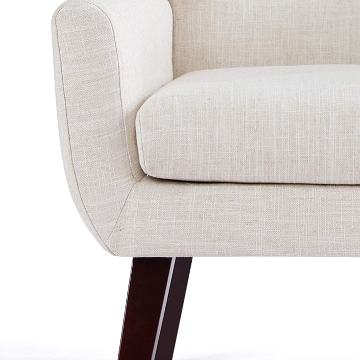 HUIMO Modern Linen Upholstered Armchair Tufted Accent Chair Beige