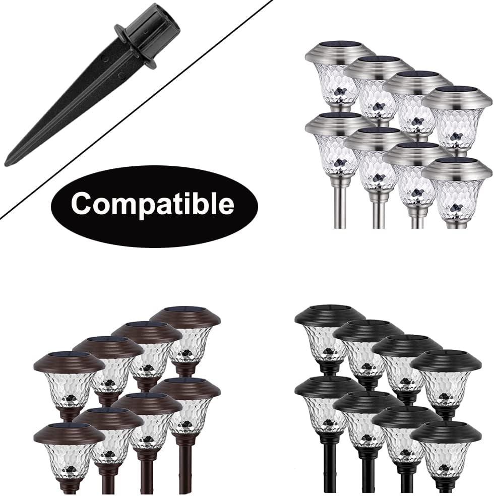 8 Pack Black Aluminum Solar Pathway Light Stakes