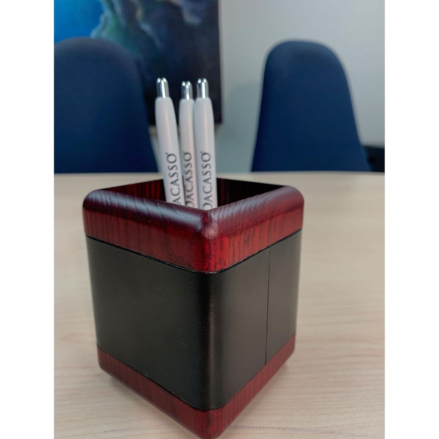 Dacasso Rosewood and Leather Desk Set, 10-Piece