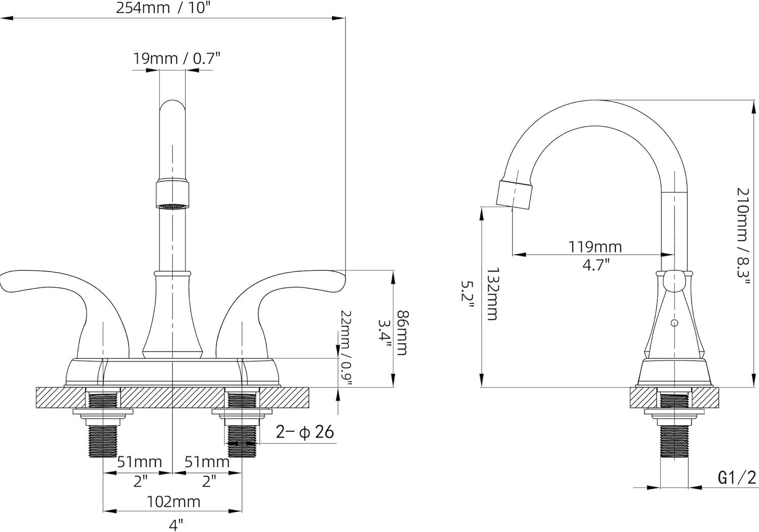 Oil Rubbed Bronze 4-Inch Centerset Bathroom Faucet with Pop-Up Drain