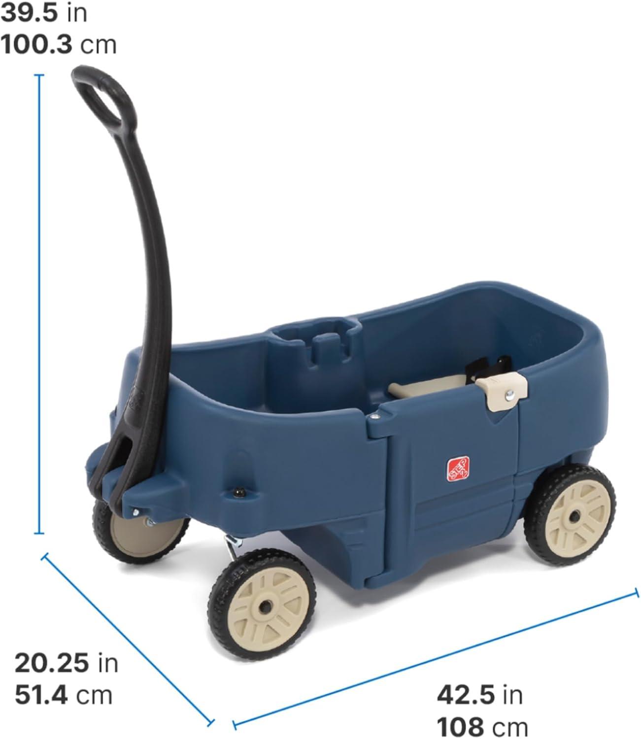Step2 Wagon for Two Plus Blue Foldable Wagon for Kids with Seats
