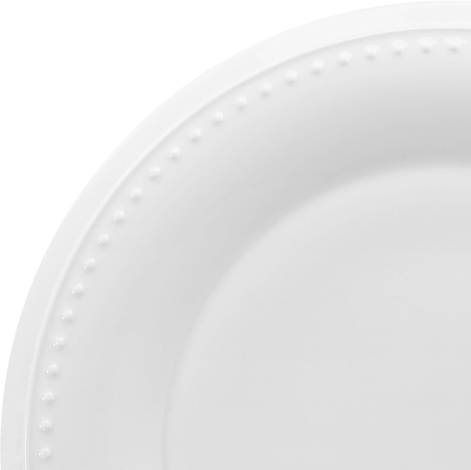 White Porcelain Embossed 16-Piece Dinnerware Set, Service for 8