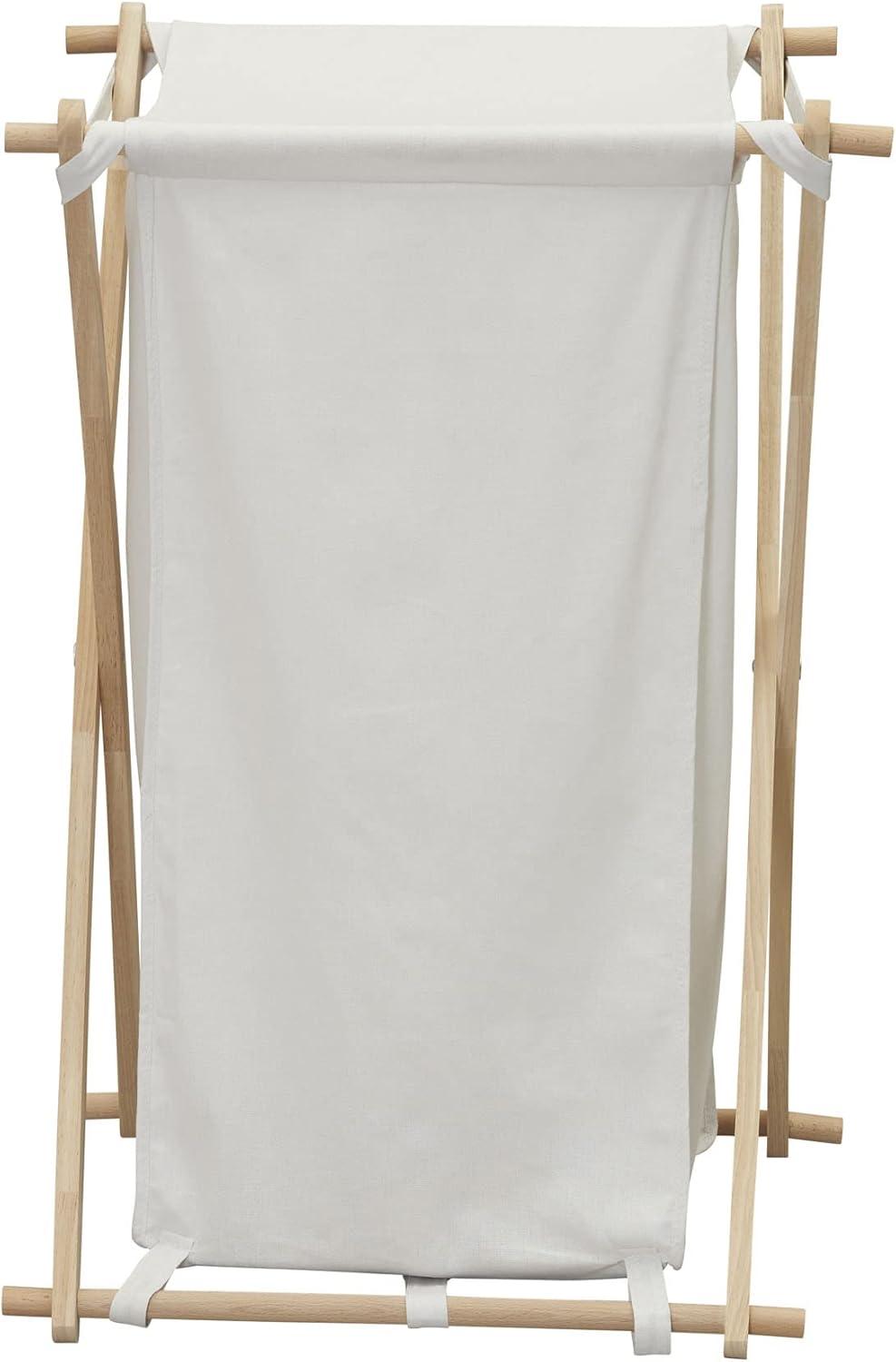 Household Essentials X-Frame Wood Laundry Hamper, Folding Wood Frame with Washable Poly-Cotton Bag