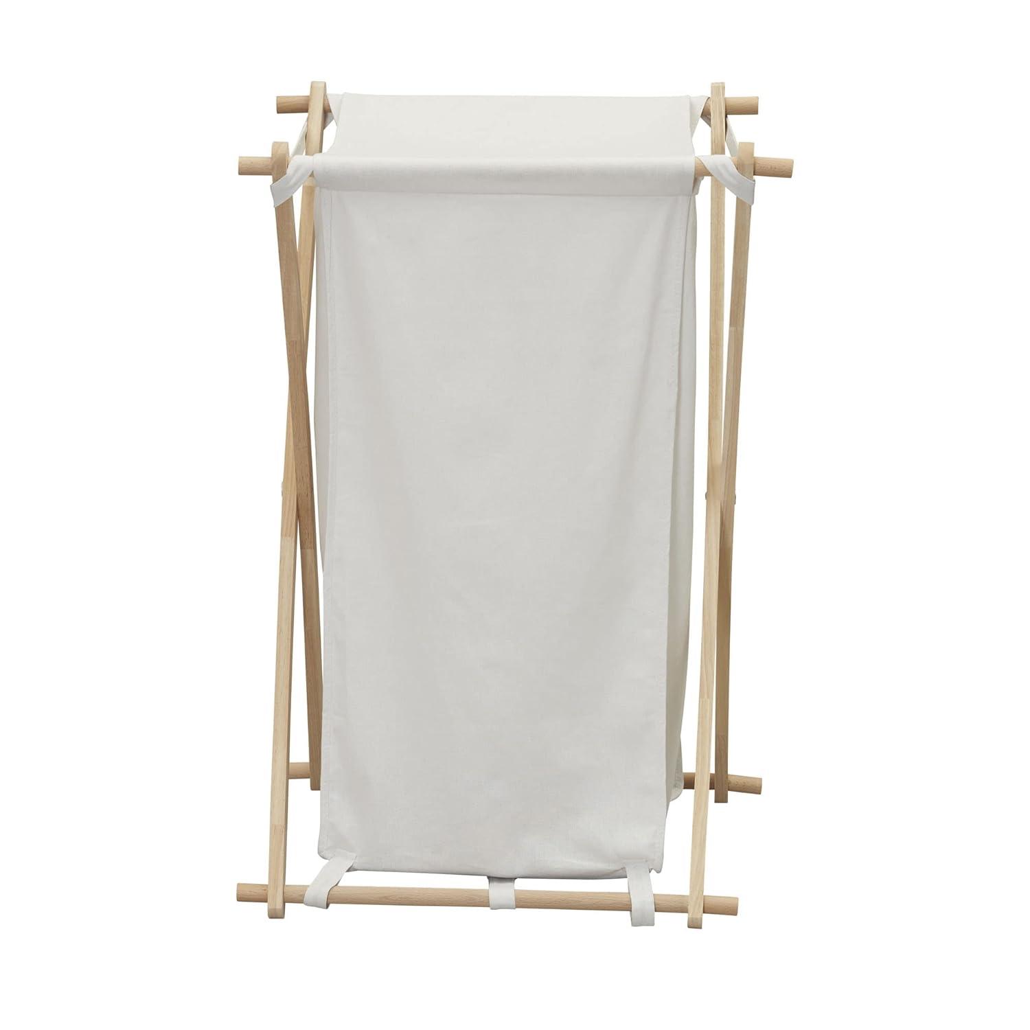Household Essentials X-Frame Wood Laundry Hamper, Folding Wood Frame with Washable Poly-Cotton Bag