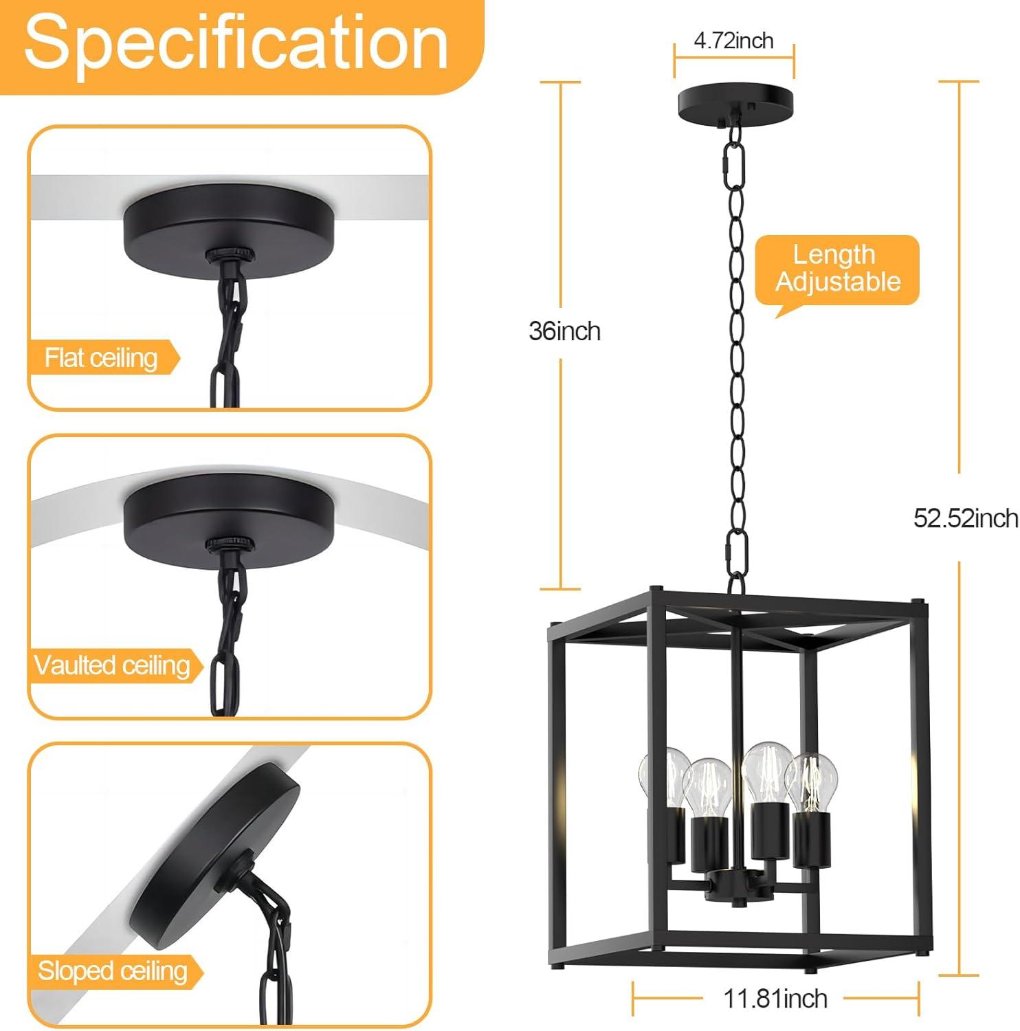 17 Stories Keya 4 - Light Iron Dimmable Lantern Geometric Chandelier