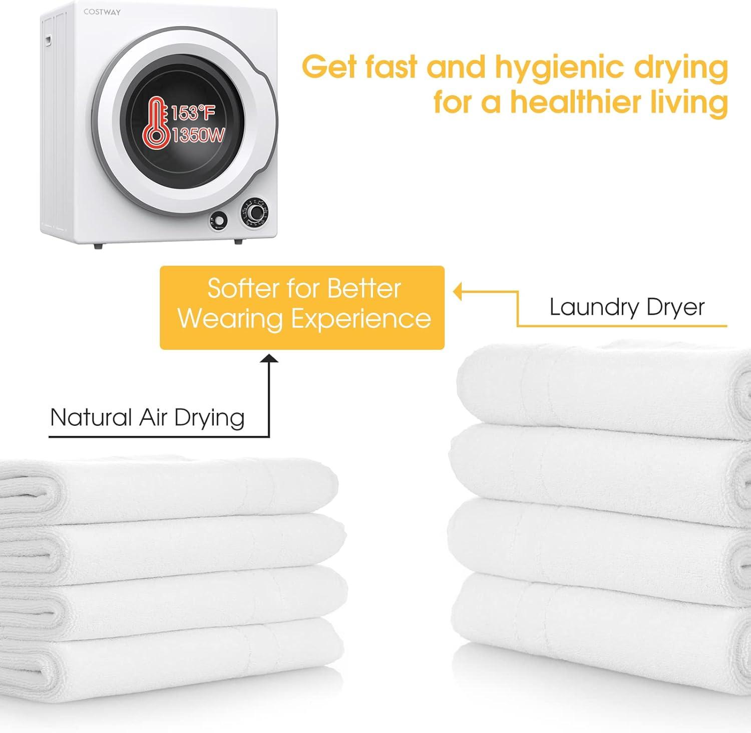 Costway 1350W Electric Compact Laundry Dryer 13.2 LBS Clothes Dryer 5 Drying Programs