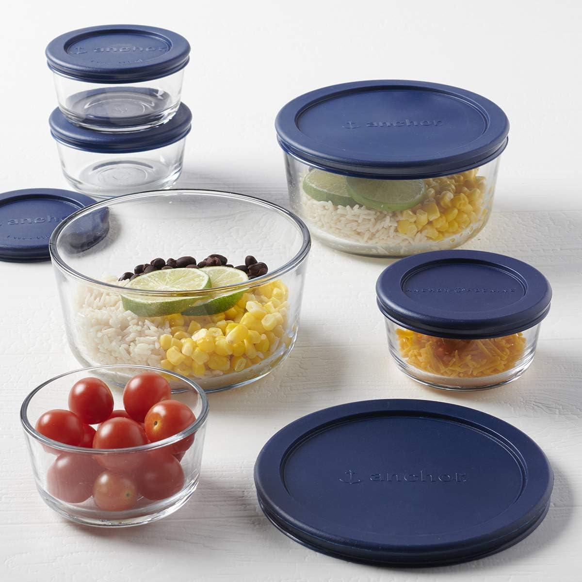 Anchor Hocking 12-Piece Blue Glass Food Storage Set with Clip-On Lids