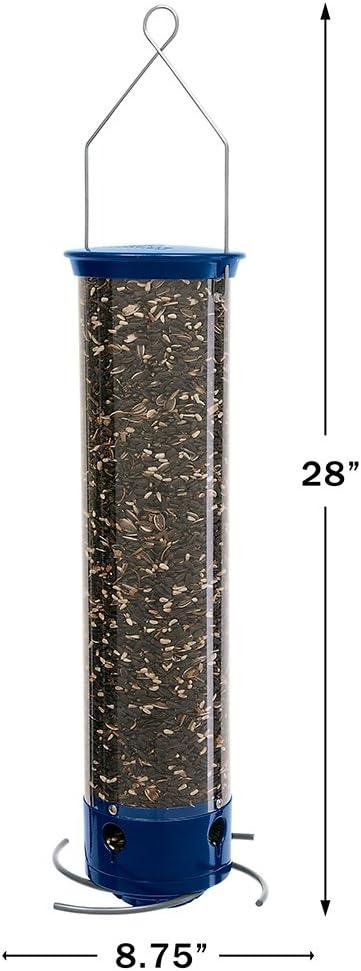 Droll Yankees Whipper Bird Feeder, Wild Bird, 5 lb Polycarbonate Tube 4 ports, 8.75"L x 8.75"W x 28"H