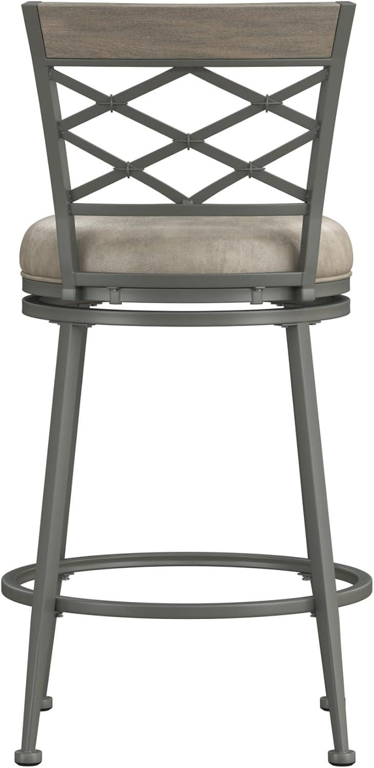 Hutchinson Metal Swivel Counter Height Barstool Pewter - Hillsdale Furniture