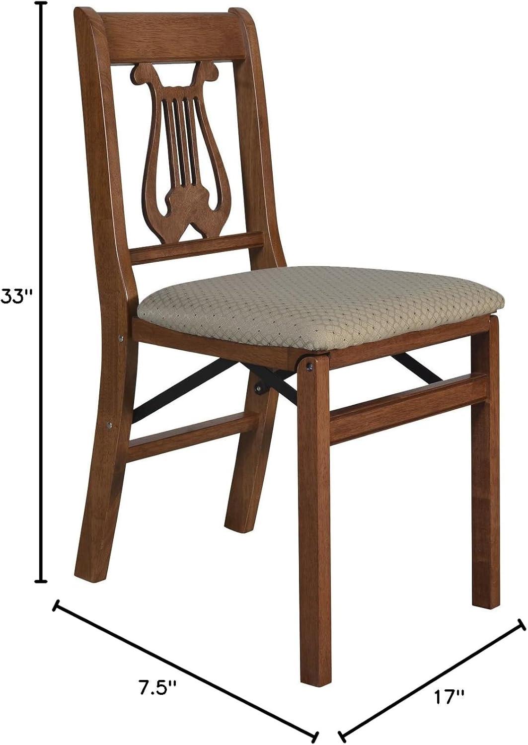 2pc French Cane Folding Chairs Cherry - Stakmore: Elegant French Country Style, No Assembly Required